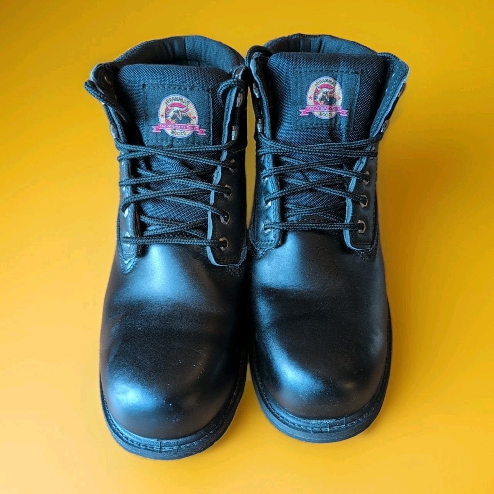 Brahma Mens Sz 13W EU 47 Wide Black Steel Toe Work Boots Slip Oil Resistant EUC